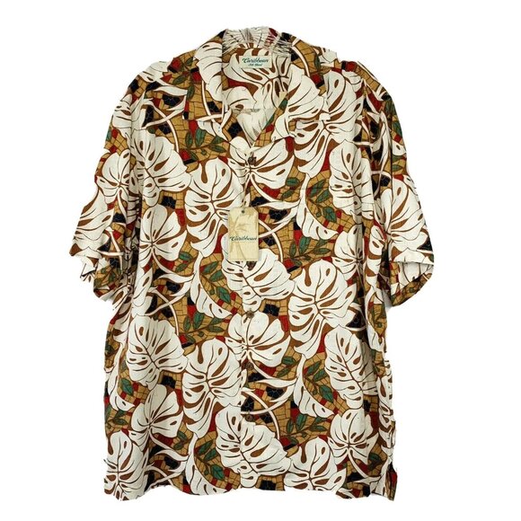 Caribbean Tropical Hawaiian Shirt Size L Silk Blend Aloha Beach Vacation Cruise - Picture 1 of 10